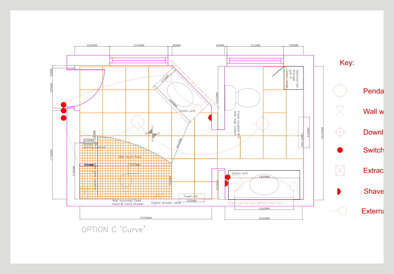 Bathroom CAD design.