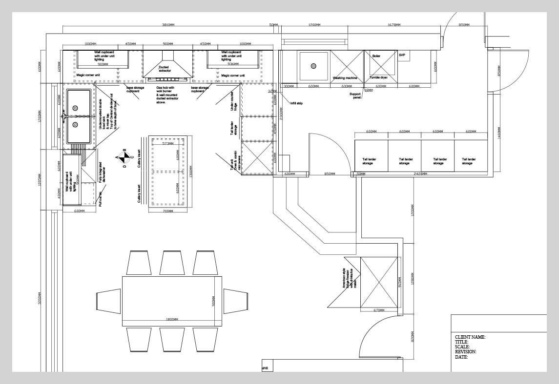Kitchen layout plan.